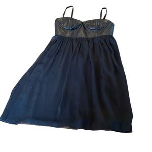 Alice + Oliva Black Gia Leather Bustier Minidress